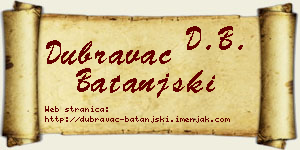 Dubravac Batanjski vizit kartica